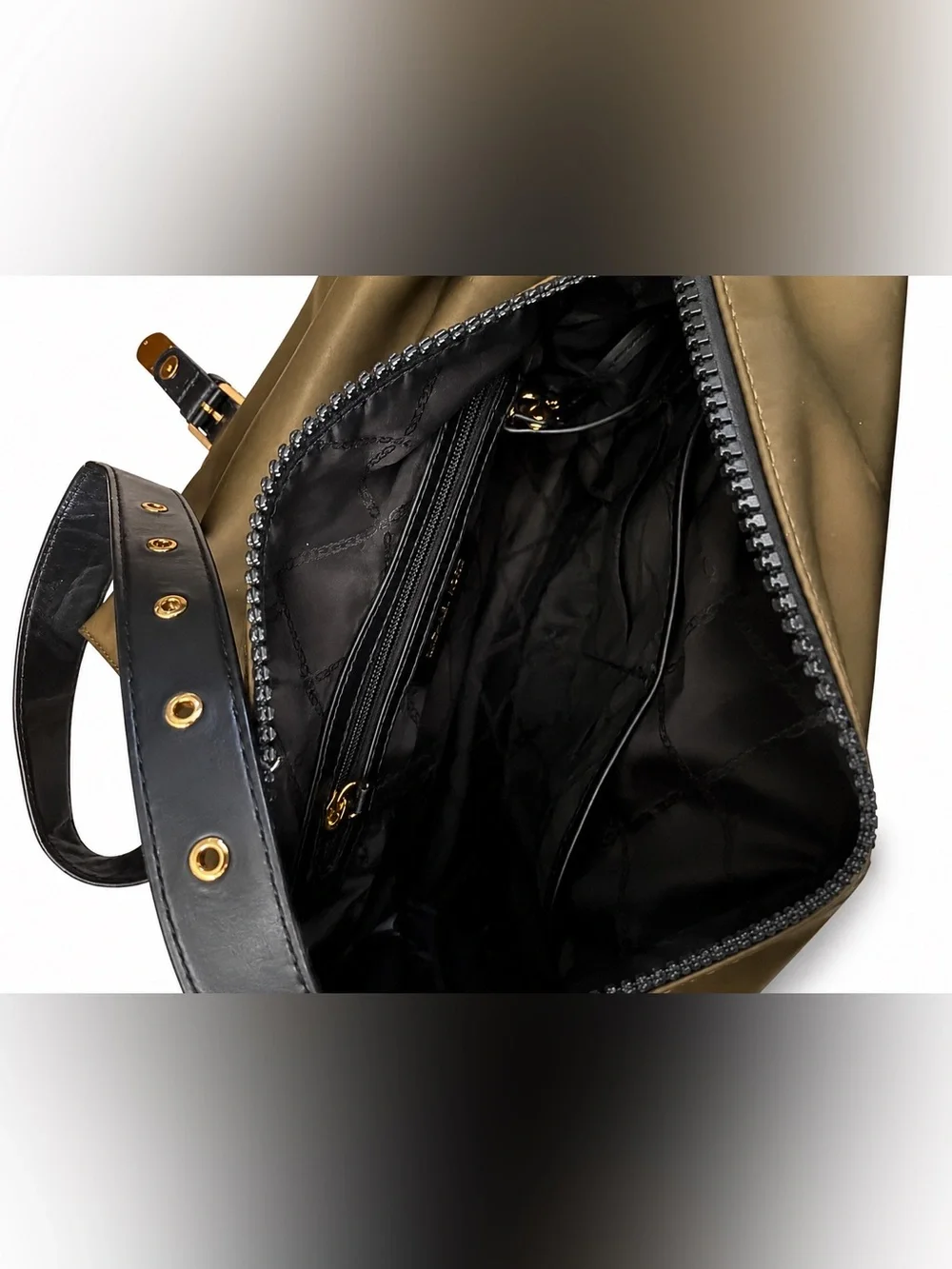 NWOT Michael Kors Olivia Studded Satin Messenger Bag Olive $378
